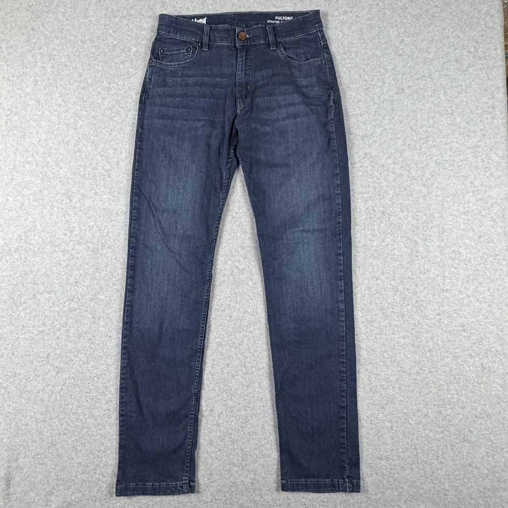Mugsy Fulton Jeans Mens 30x32 (Tag‎ 32x34) Blue Stretch Straight Leg Whiskers